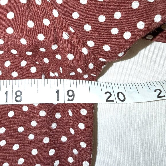 Abercrombie & Fitch | Burgundy Polka Dot Surplice ¾ Sleeve Blouse Top | Small - Picture 10 of 11